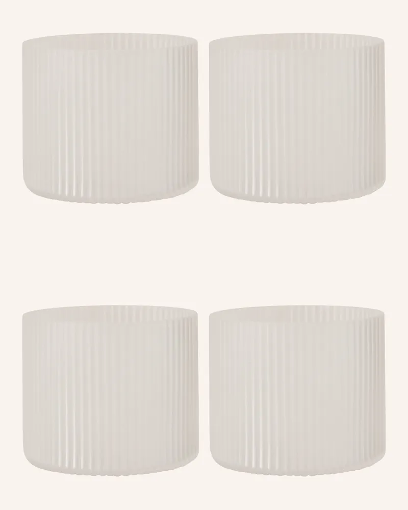 ferm LIVING 4er-Set Trinkgläser Ripple weiss Frosted