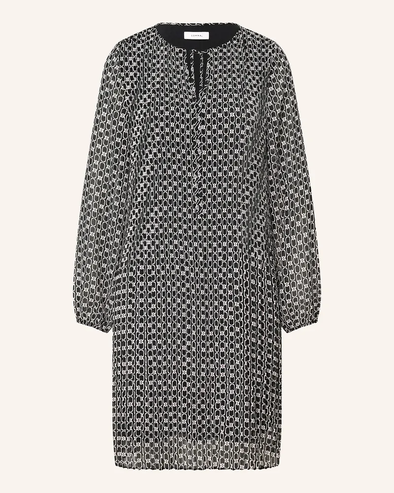 COMMA Plisseekleid schwarz Grau