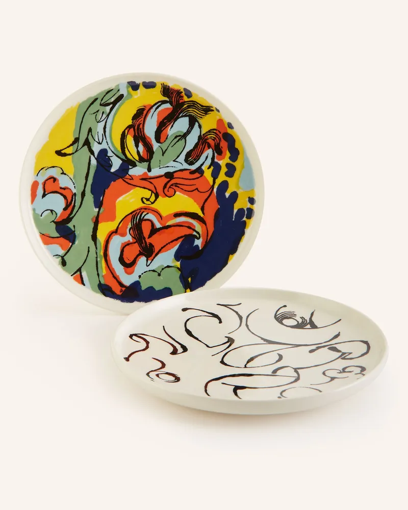 Marimekko 2er-Set Speiseteller OIVA: VILDSTJÄLK & KRAFTMO Creme