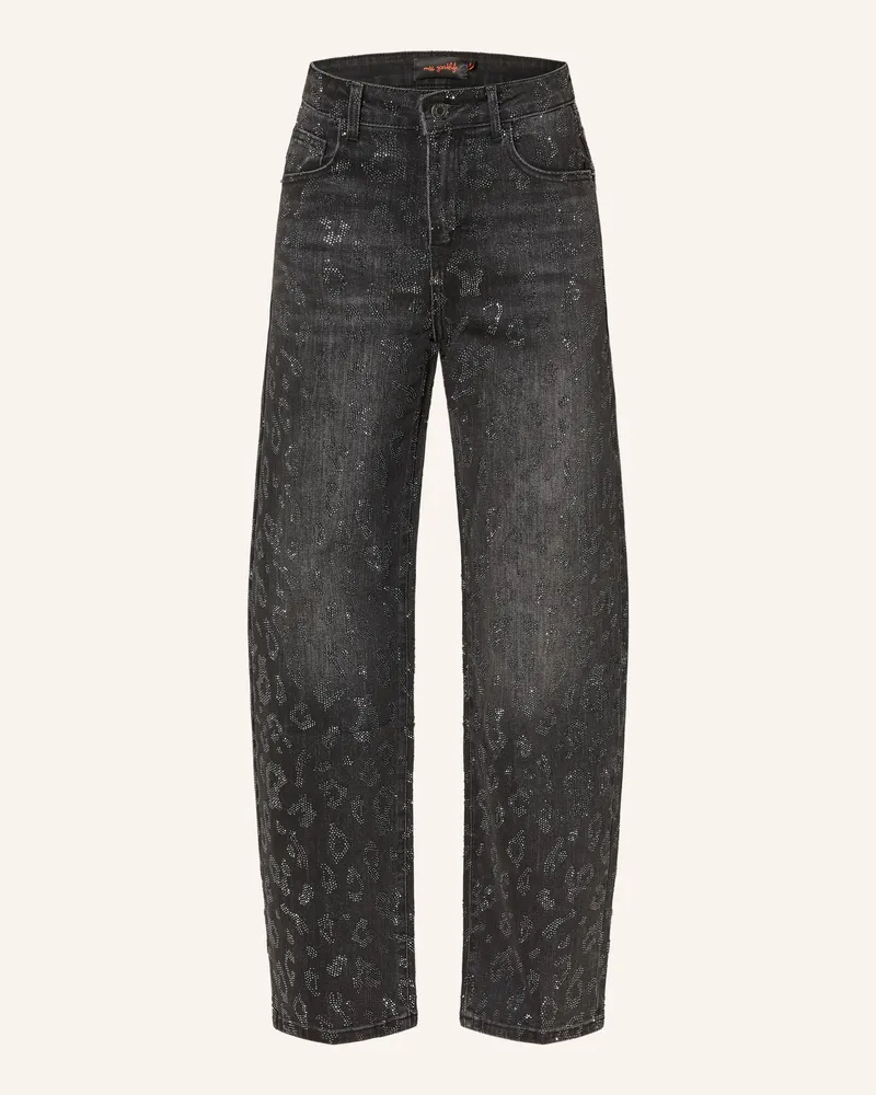 Miss Goodlife Mom Jeans Mit Schmucksteinen grau 328