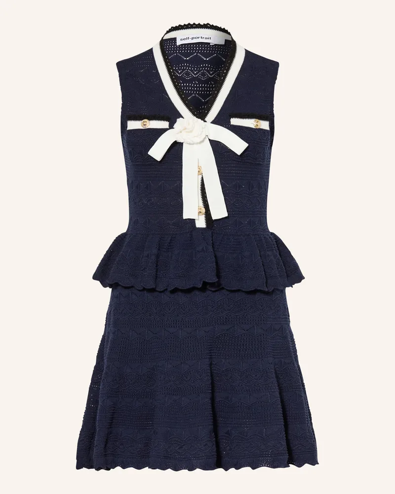 Self-Portrait Strickkleid Mit Rüschen blau Dunkelblau