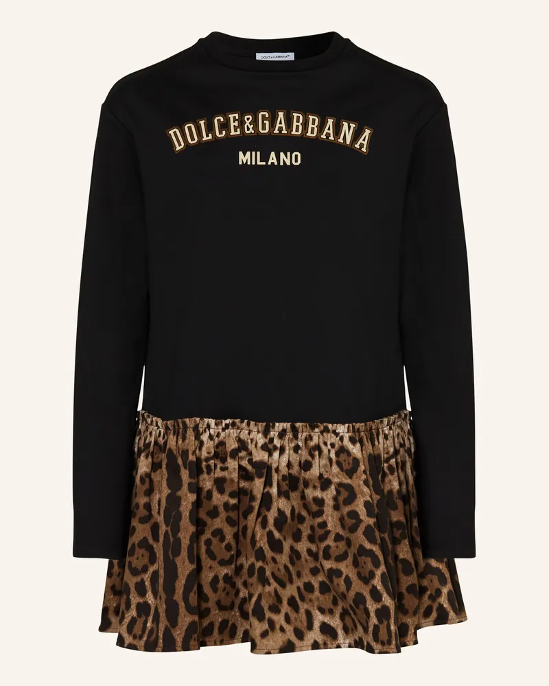 Dolce & Gabbana Kleid im Materialmix Schwarz