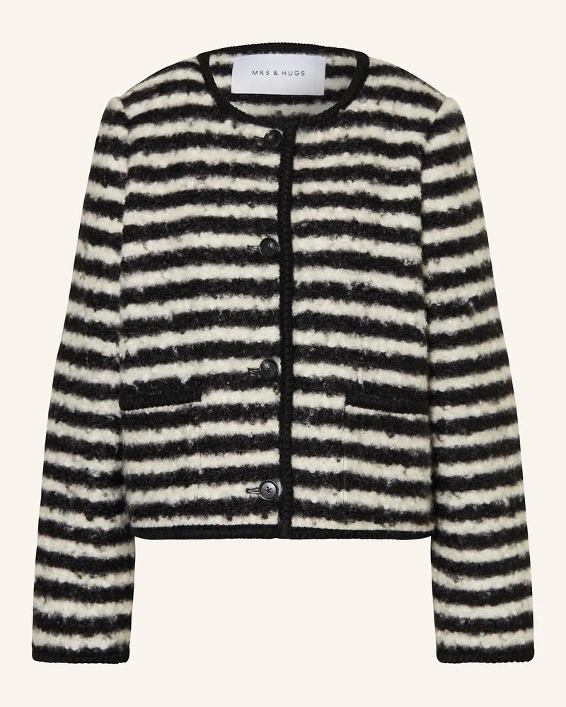 Mrs & HUGS Kastenjacke aus Bouclé Schwarz