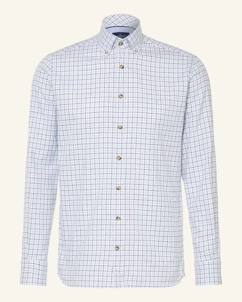 Hackett Flanellhemd Tailored Fit blau Blaugrau