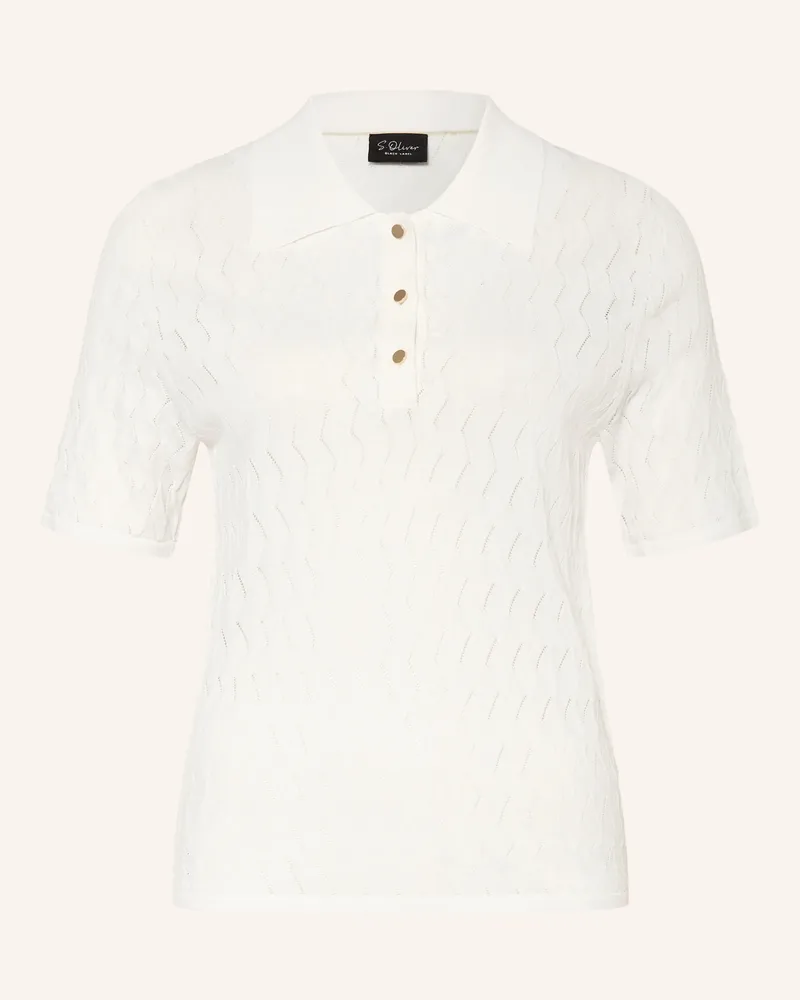 S.Oliver Strick-Poloshirt weiss Ecru