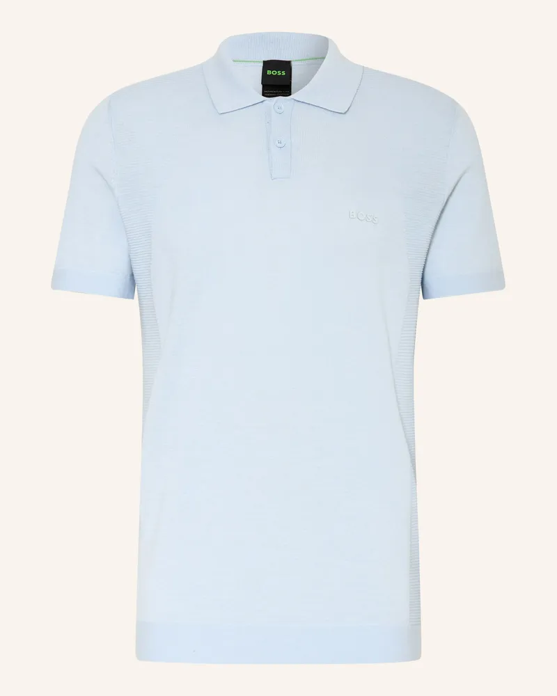 HUGO BOSS Strick-Poloshirt Momentum Lite  Regular Fit blau Hellblau