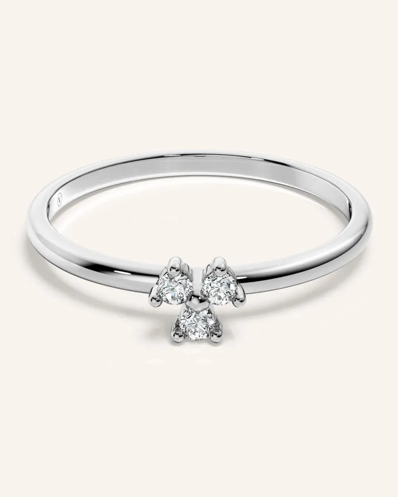 VEYNOU Ring Fleur Aus 14 Karat Weißgold Und 0,08ct. Lab-Grown Diamanten silber Weissgold