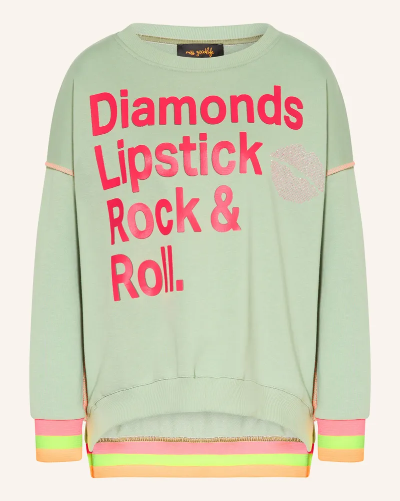 Miss Goodlife Sweatshirt Mit Schmucksteinen gruen Hellgrün