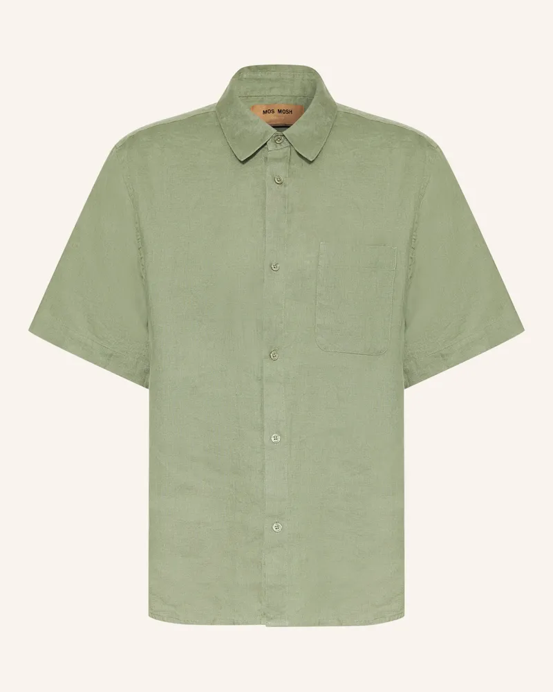 Mos Mosh Kurzarm-Hemd Mmgtheo Regular Fit Aus Leinen gruen Grün