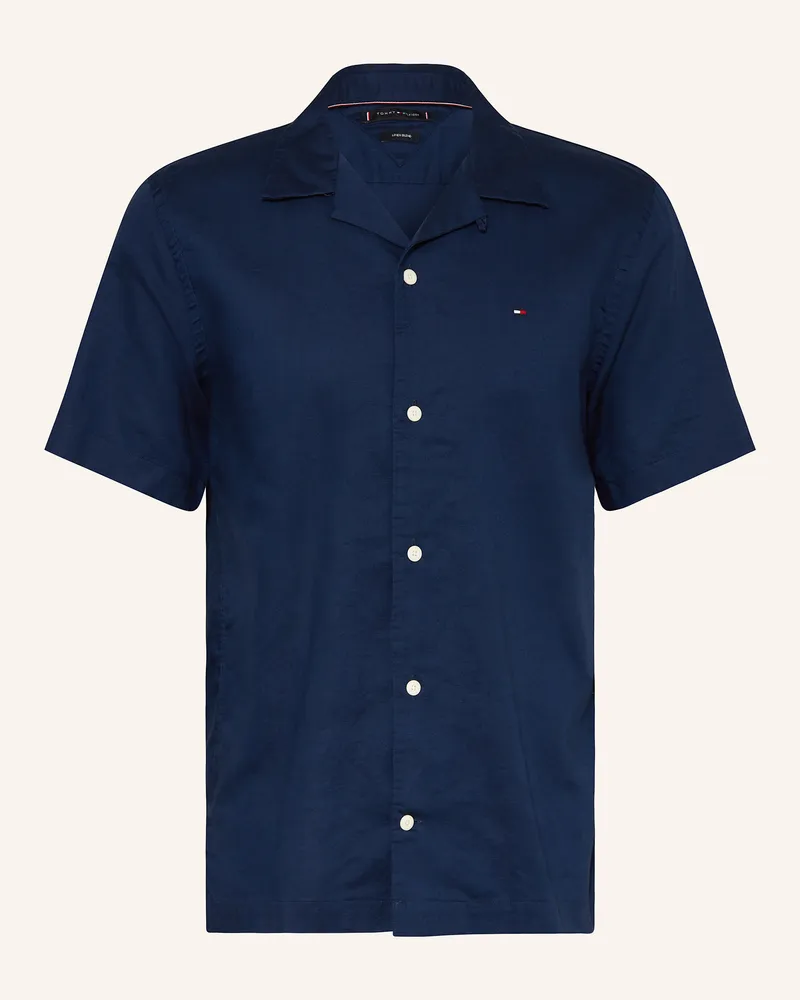 Tommy Hilfiger Resorthemd Comfort Fit mit Leinen Dunkelblau