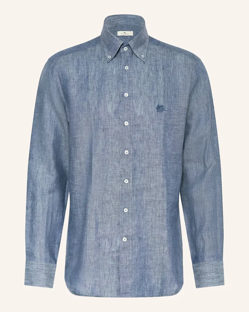 Etro Leinenhemd Regular Fit Blau