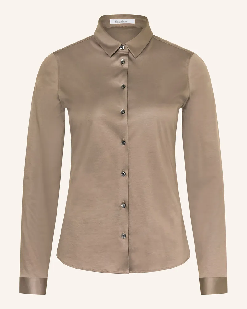 Soluzione Hemdbluse aus Jersey Braun