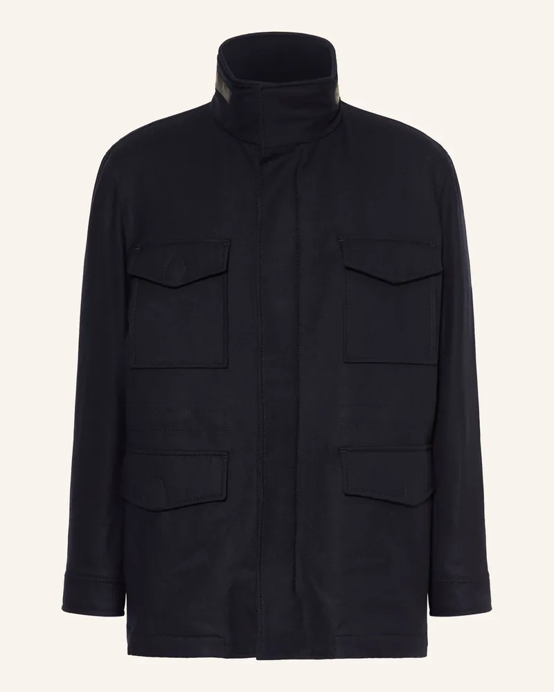 Brioni Fieldjacket Mit Cashmere blau Dunkelblau