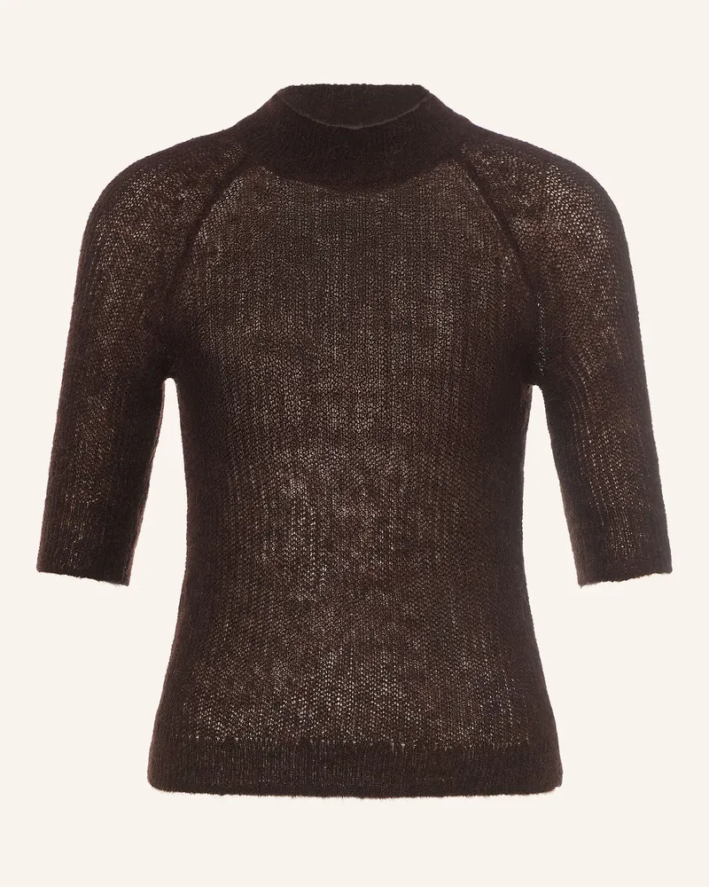 HUGO BOSS Strickshirt Fewe Mit Alpaka braun Dunkelbraun