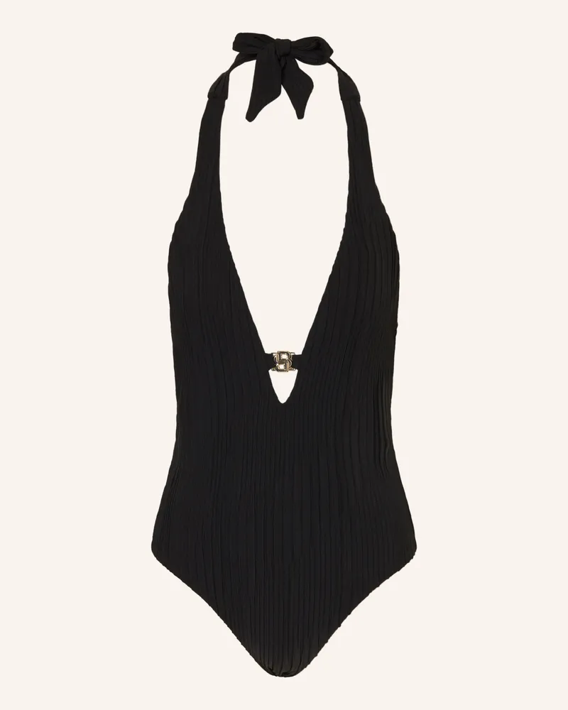 HUGO BOSS Neckholder-Badeanzug DOUBLE B mit Cut-out Schwarz