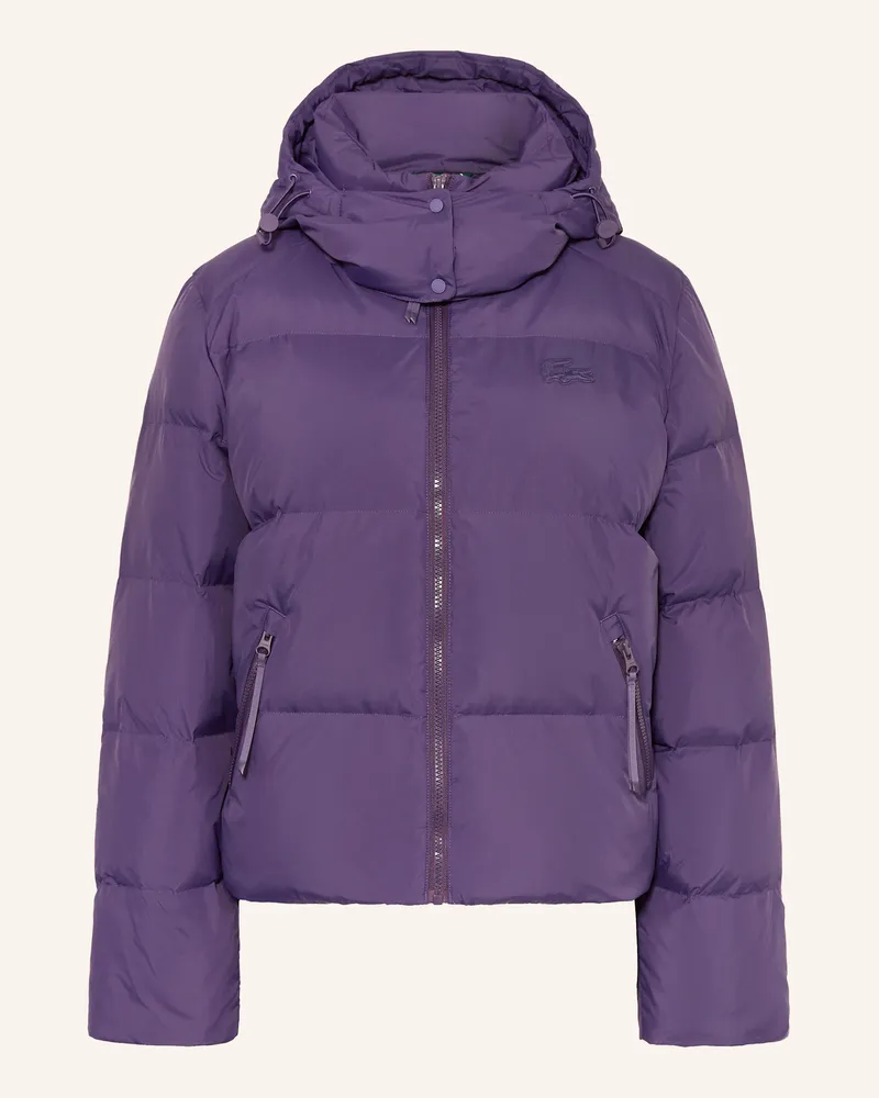 Lacoste Daunenjacke mit abnehmbarer Kapuze Lila