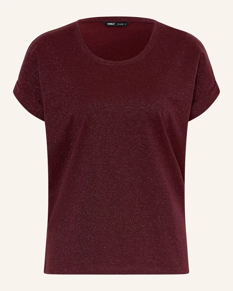 only T-Shirt mit Glitzergarn Dunkelrot