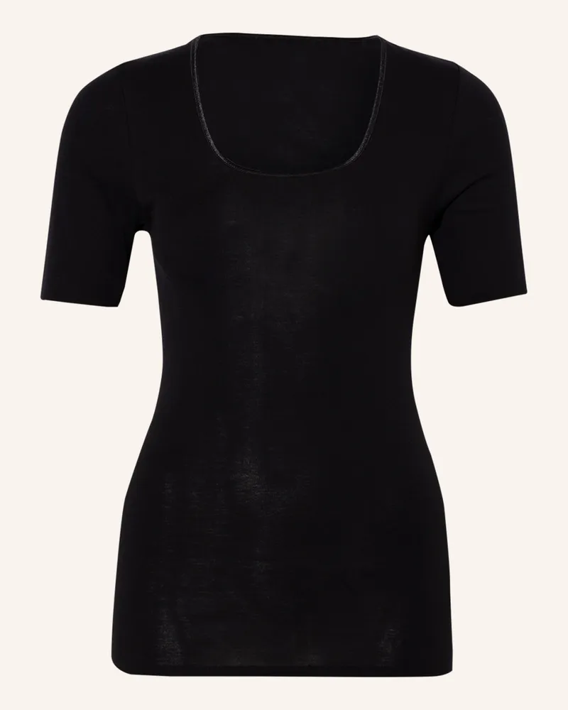 Schiesser T-Shirt Luxury schwarz Schwarz