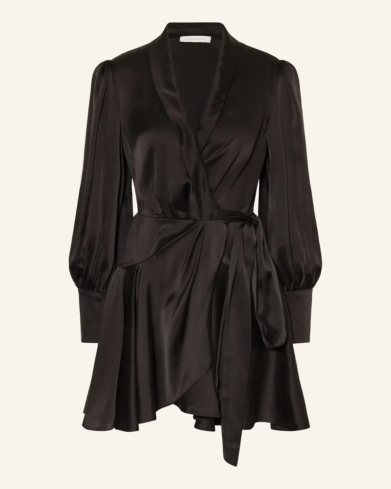 Zimmermann Wickelkleid aus Seide Schwarz