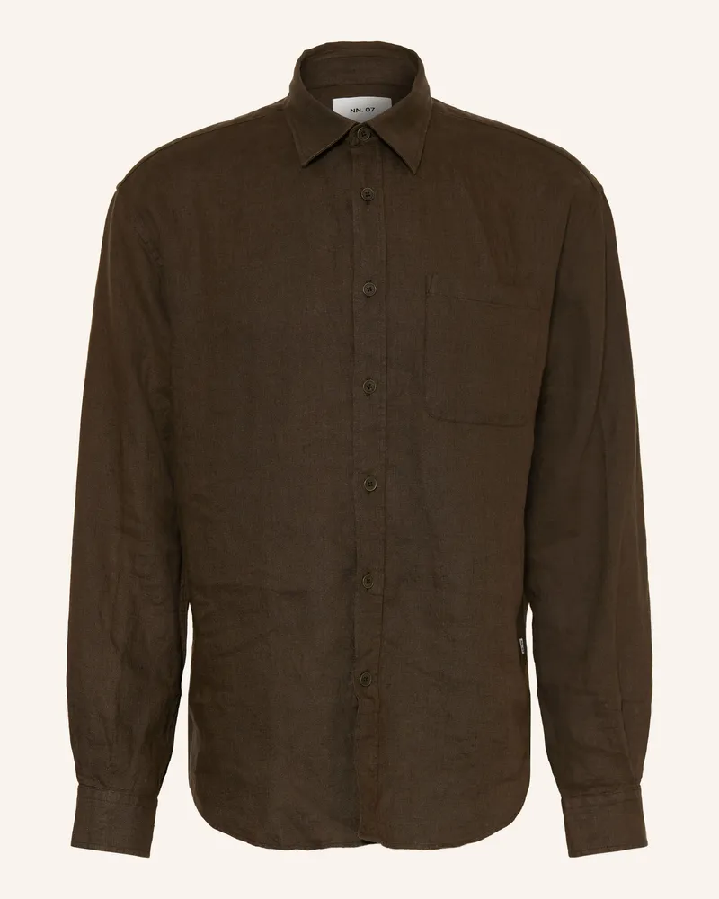 NN 07 Leinenhemd Dino Comfort Fit gruen Khaki