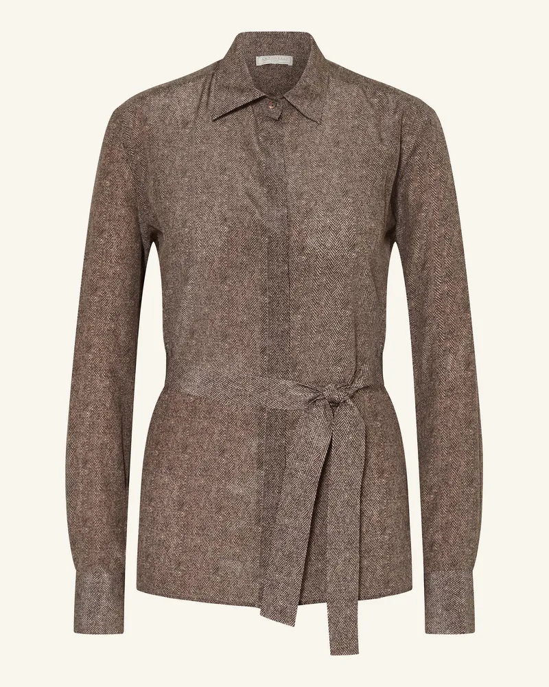Antonelli Firenze Hemdbluse DAFNE aus Seide Dunkelbraun