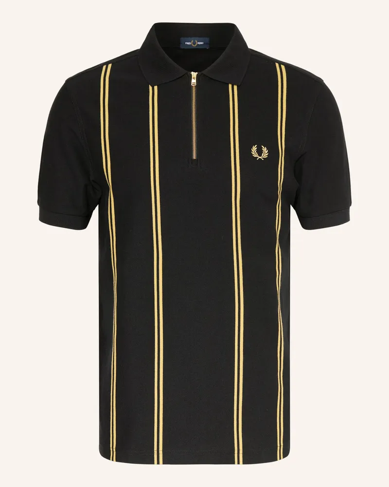 Fred Perry Piqué-Poloshirt schwarz Schwarz
