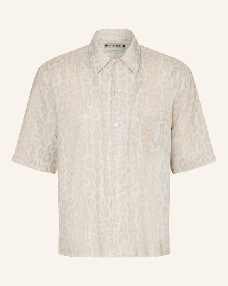 AllSaints Kurzarm-Hemd Cruz Leo Oversized Fit beige Ecru