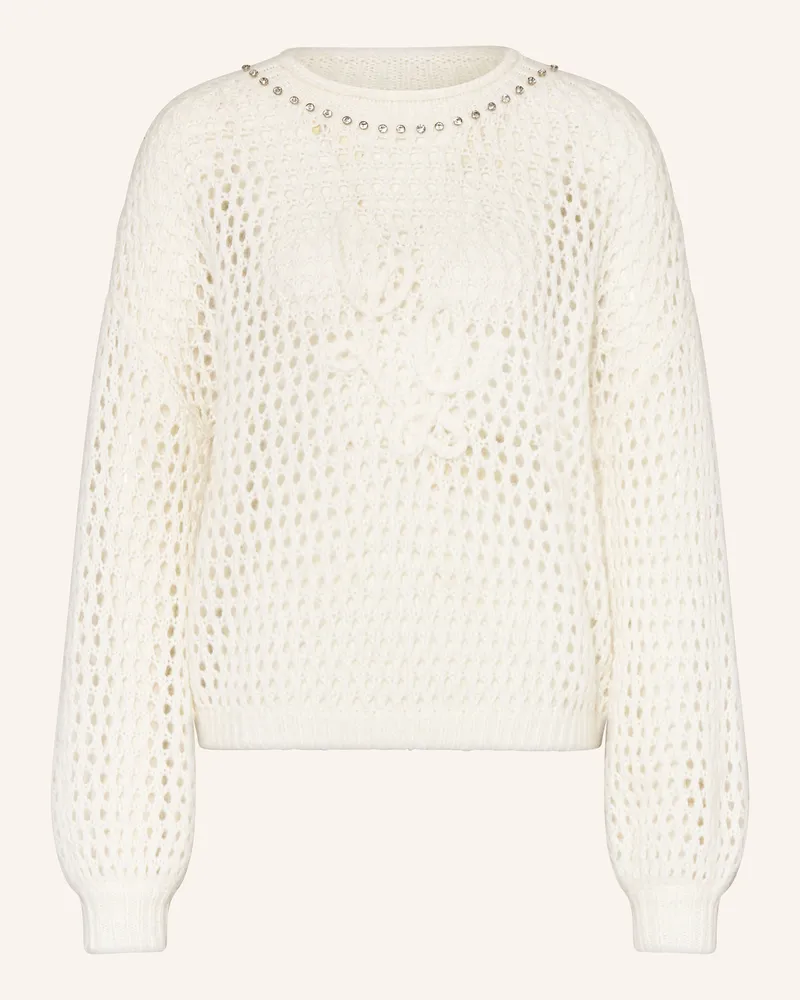 Liu Jo Pullover mit Schmucksteinen Weiss