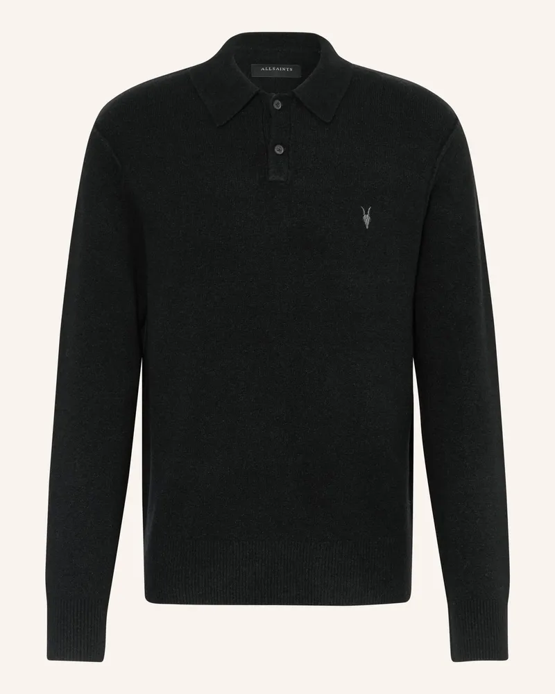 AllSaints Strick-Poloshirt Statten schwarz Schwarz