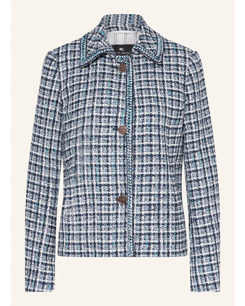 Etro Tweed-Jacke Blau