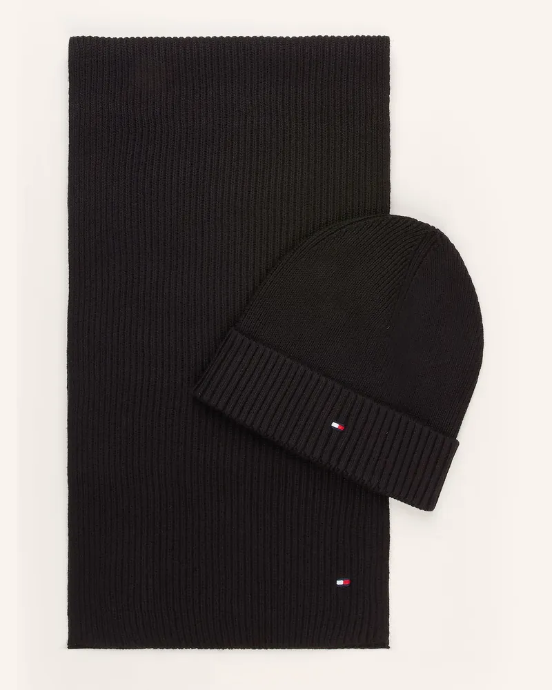 Tommy Hilfiger Set: Schal Und Mütze schwarz Schwarz