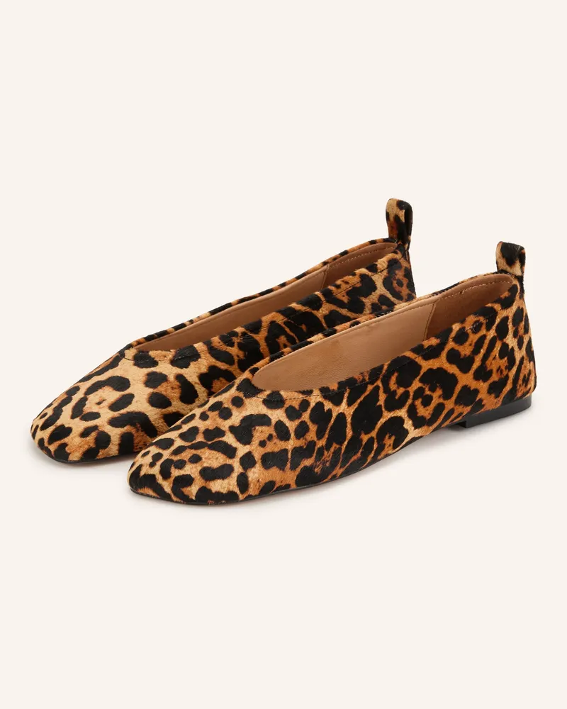 Inuovo Ballerinas Aus Ponyfell beige Schwarz
