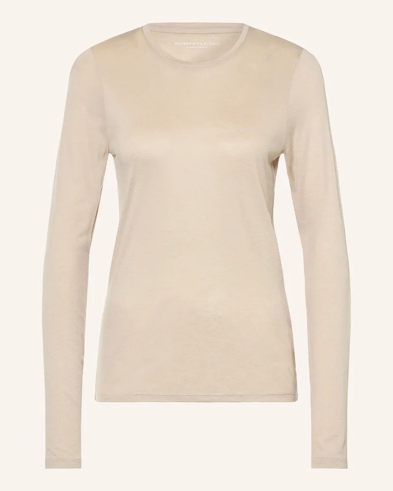 Majestic Longsleeve weiss Hellbraun