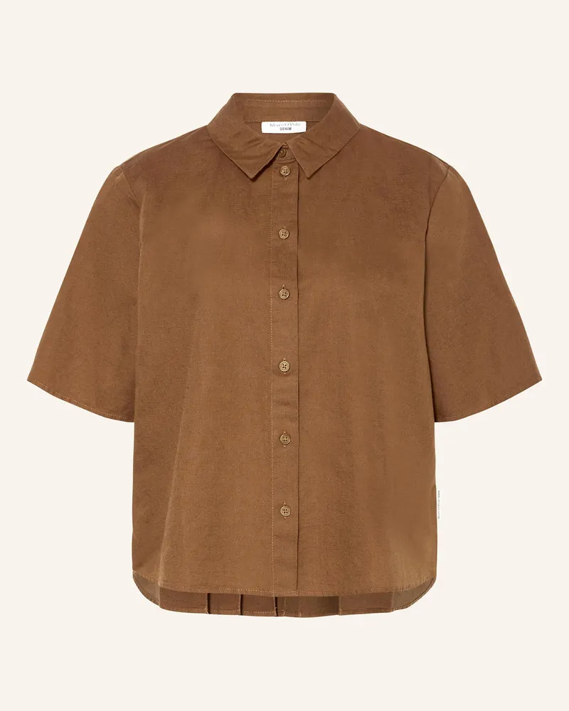 Marc O'Polo Hemdbluse mit Leinen Braun