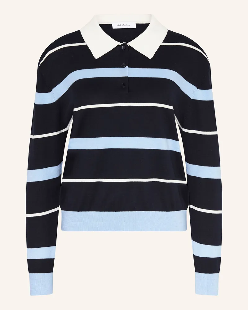 Darling Harbour Strick-Poloshirt blau Dunkelblau