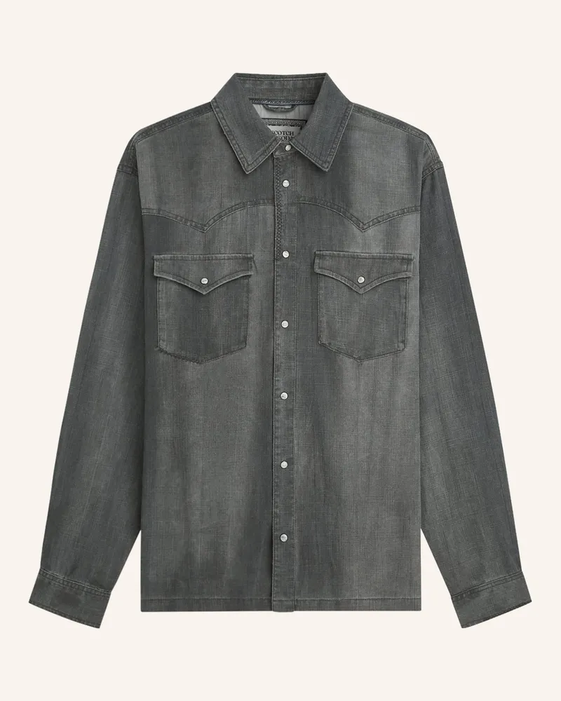 Scotch&Soda Hemd Comfort Fit In Jeansoptik grau Dunkelgrau