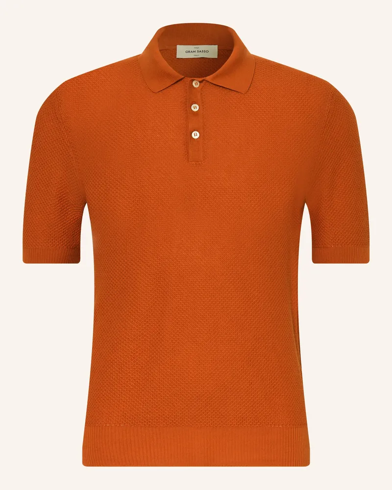 Gran Sasso Strick-Poloshirt braun Dunkelorange