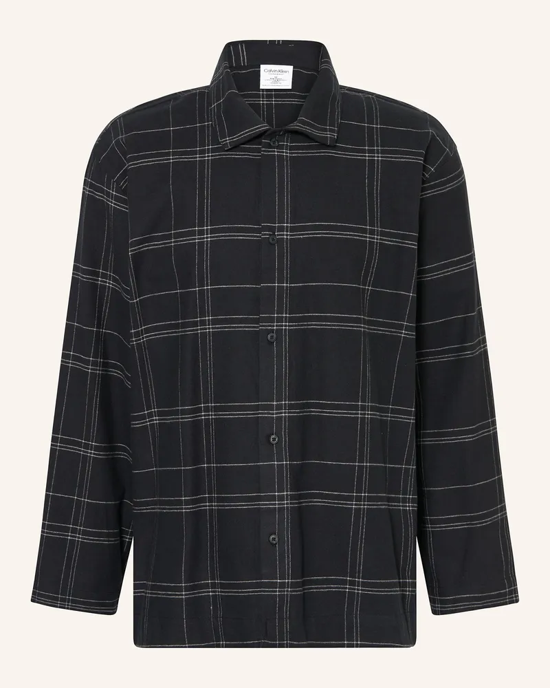 Calvin Klein Schlafshirt aus Flanell Schwarz