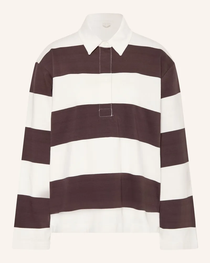 Arket Jersey-Poloshirt braun Weiss