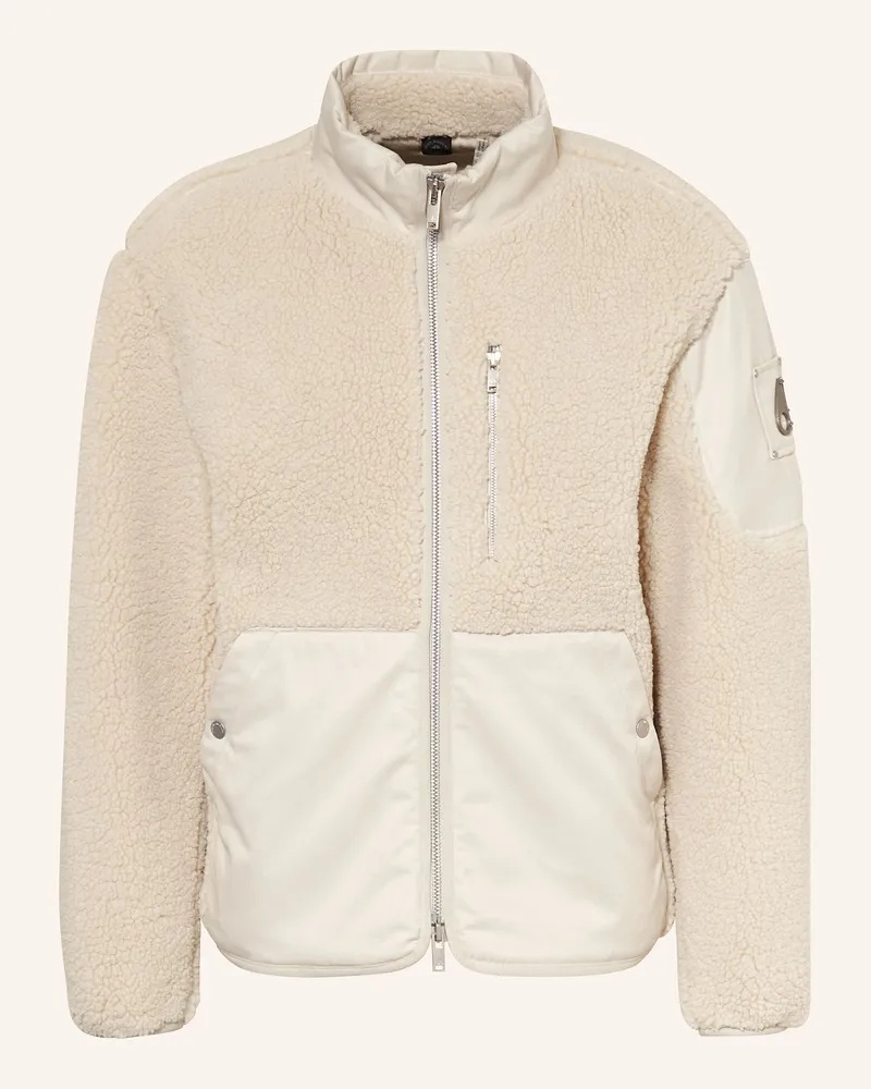 Moose Knuckles Teddyfell-Jacke im Materialmix Creme