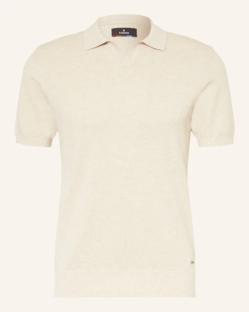 Ragman Strick-Poloshirt Ecru