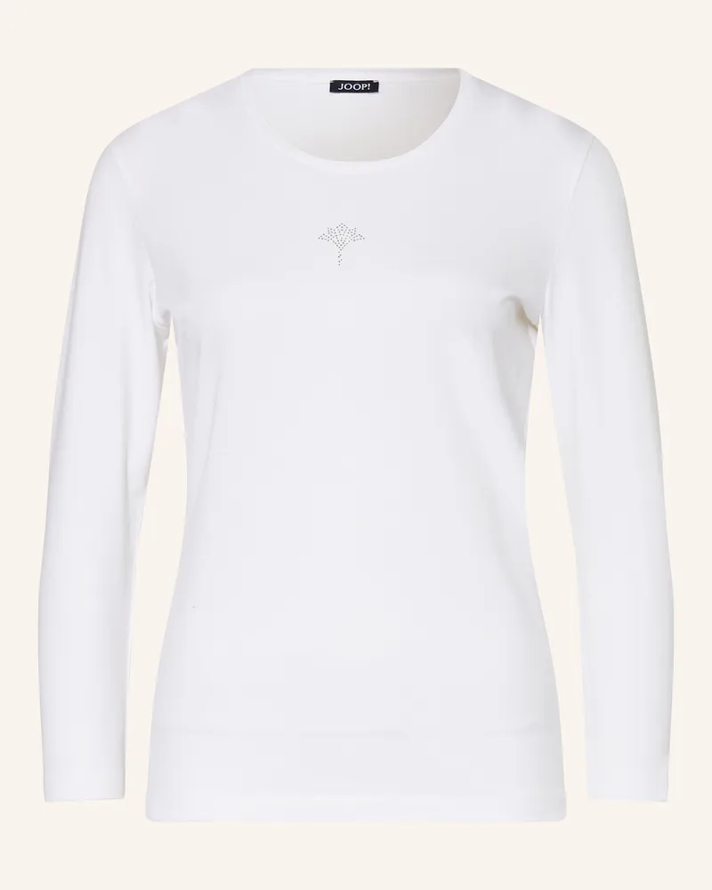 JOOP! Longsleeve mit 3/4-Arm und Schmucksteinen Weiss