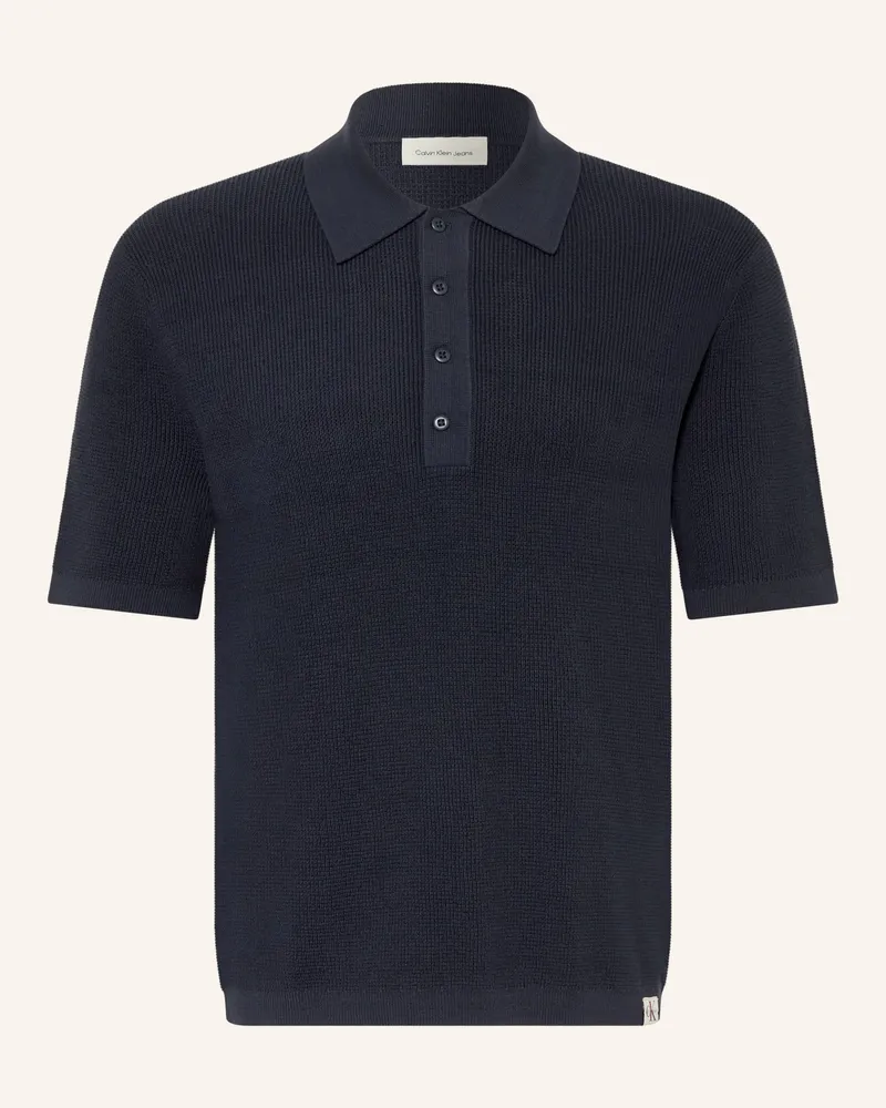 Calvin Klein Strick-Poloshirt blau Dunkelblau