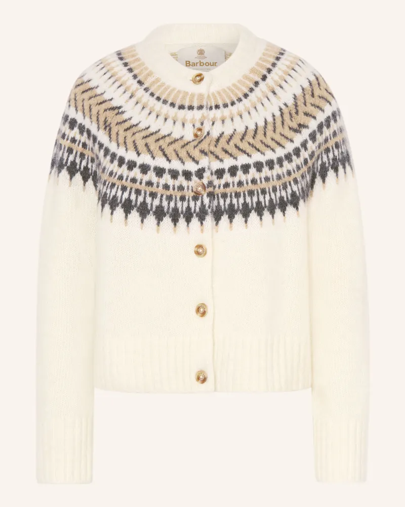 Barbour Strickjacke Pauline Mit Alpaka weiss Hellbraun