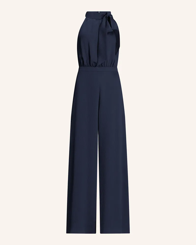 Swing Jumpsuit aus Satin mit Schluppe Dunkelblau