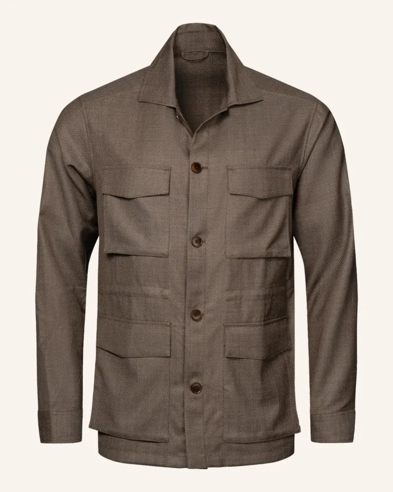 Eton Hemdjacke aus Leinen Beige
