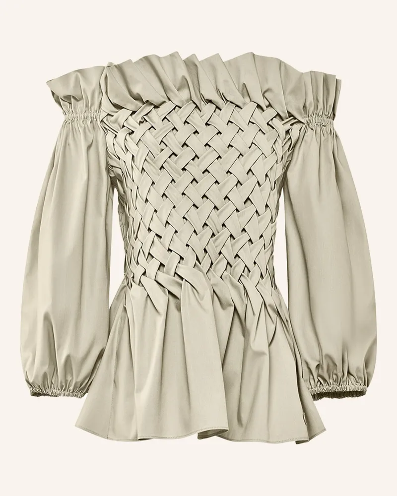 ARMARGENTUM Cold-Shoulder-Bluse JASMINE mit 3/4 Arm Oliv