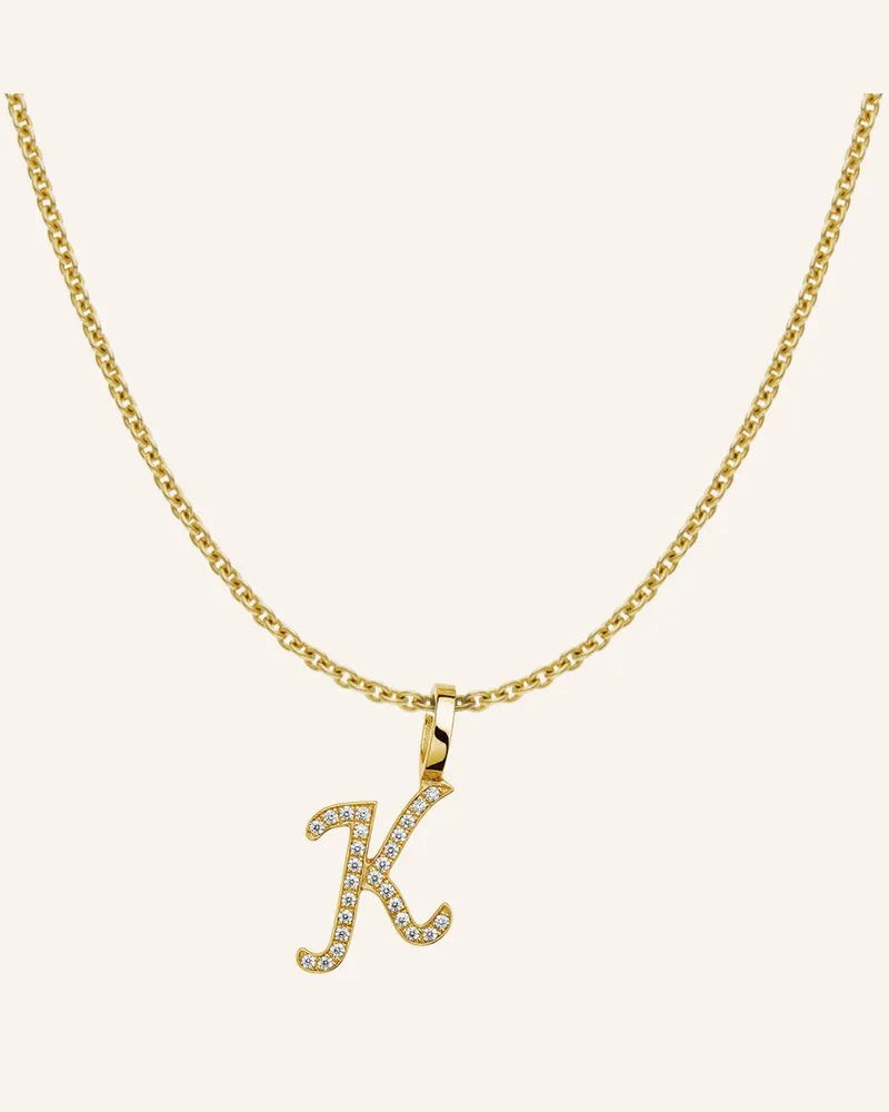 CADA Kette TINY DIAMOND LETTER K Gold