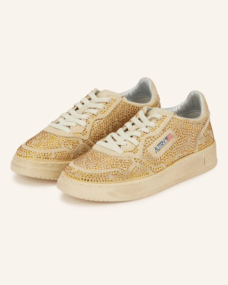 AUTRY Sneaker Medalist Low Mit Schmucksteinen gold Hellbraun