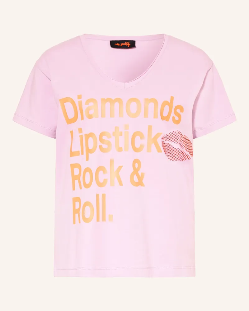 Miss Goodlife T-Shirt mit Schmucksteinen Rosa